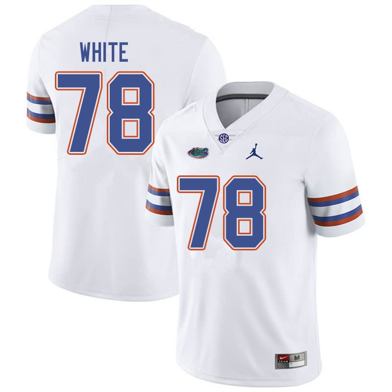 Men's NCAA Florida Gators Ethan White #78 Stitched Authentic Jordan Brand White College Football Jersey QLW7065OI